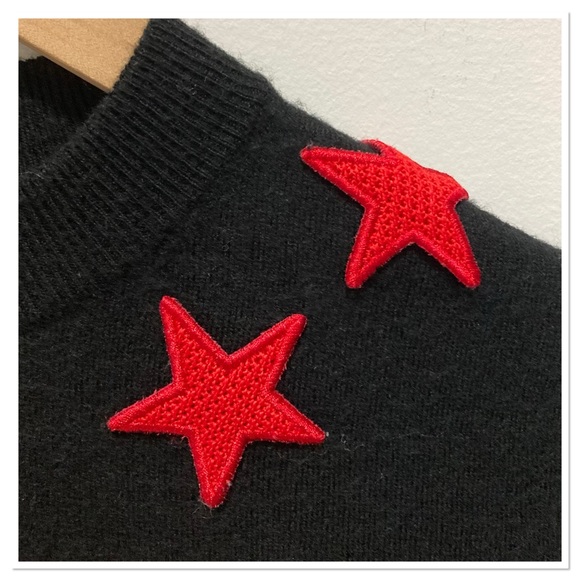 Givenchy Wool Stars & Striped Sweater Mock Neck Long Sleeve Black Red Size M - Picture 4 of 9